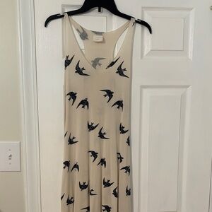 Kate Quinn Cream Chemise with Black Bird Print